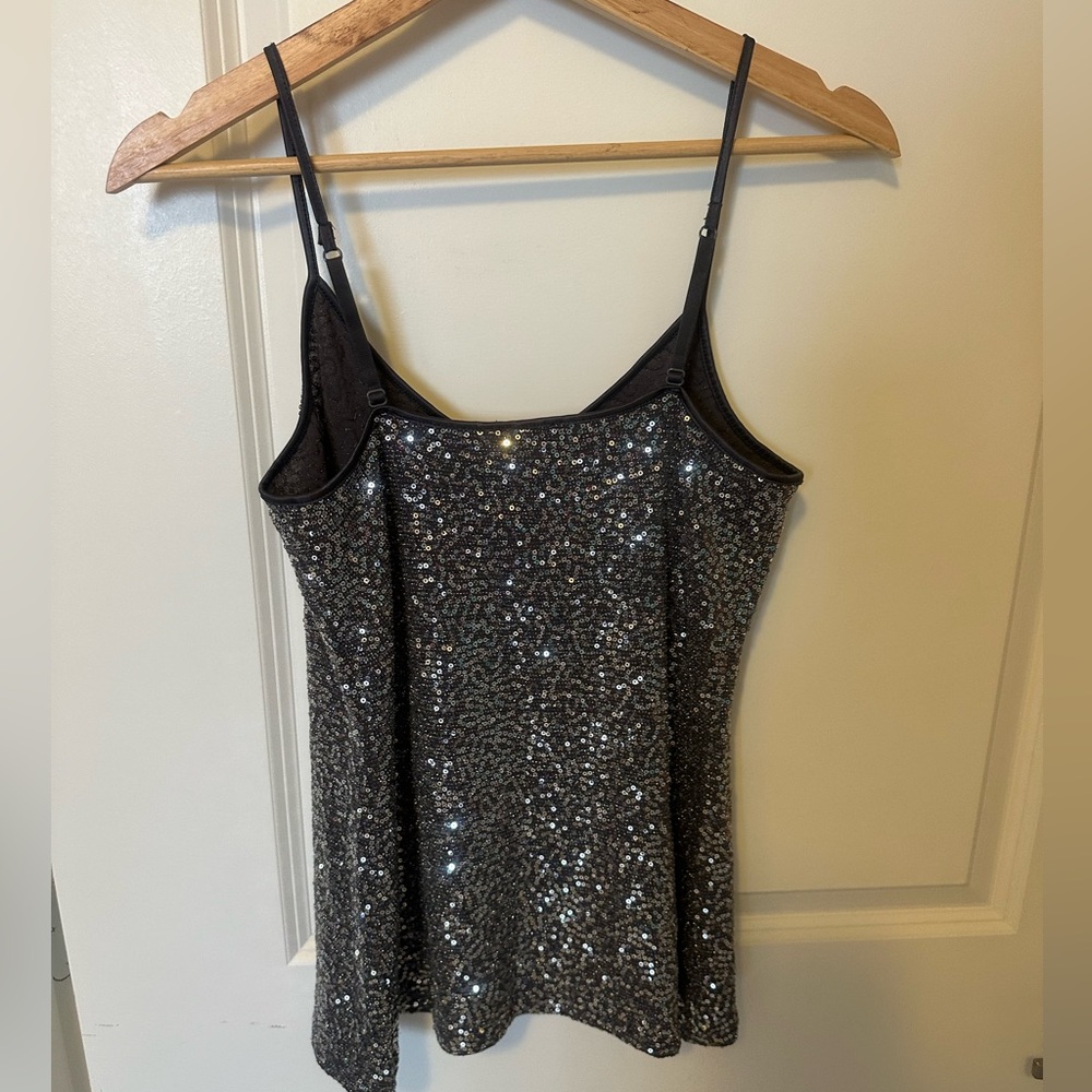 Express Small Silver Sequin Tank. Adjustable Stra… - image 2